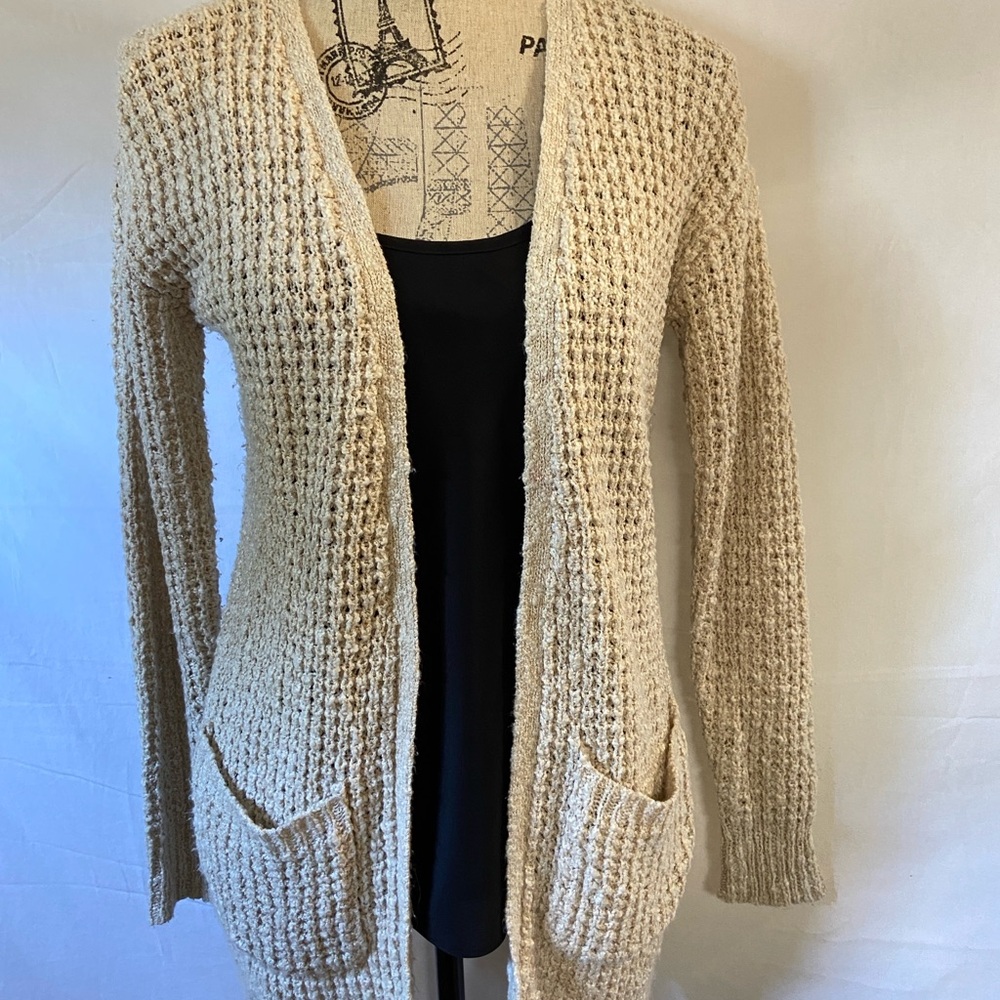 Essentials Cream Open-Front Sweater - Picture 2 of 6